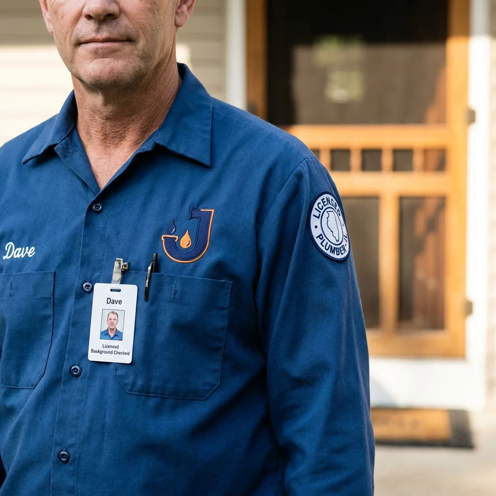 Licensed plumber showing ID badge in Cudahy, WI
