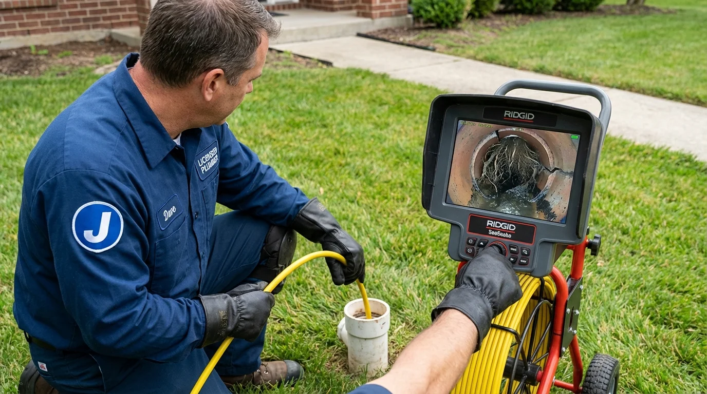 Sewer camera inspection being performed by Johns Plumbing LLC in Cudahy
